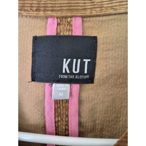 Kut From The Kloth Kyra Jacket Corduroy Size Med Junior Brown Button Pockets - Picture 3 of 10